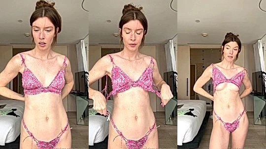 horny onlyfans model Hailey Hitch talks dirty in the bathroom and shows her naked body