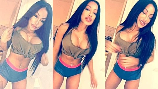 freaky big tits CJ Miles shaking her sexy body while touching her hair