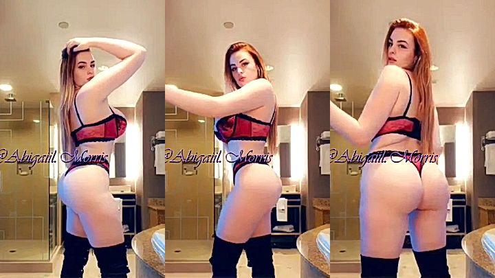 naughty sexy doll  Abigaiil Morris shake and teases you in lingerie, leaked video