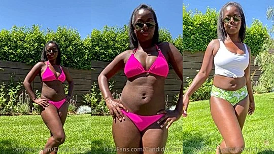 gorgeous pretty ebony slut Candidlycam outside in the garden