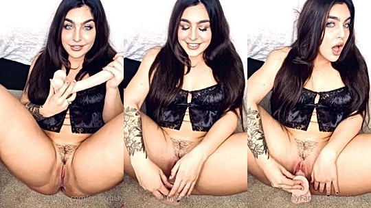 freaky doll Emily Rinaudo’s messy finish after a long dildo ride