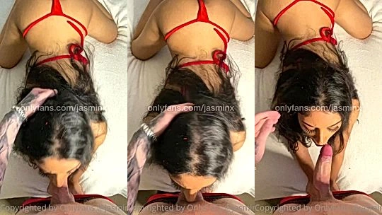 hot babe  Jasminx on her knees deepthroat cock hard till she choke onlyfans leak porn