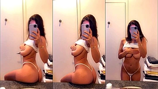 Sophie Mudd held and squeeze her juicy big boobs before bed, onlyfans