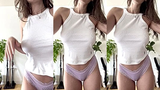busty sexy goddess Sophie Mudd recorded herslf shaking her ass and tits, lingerie tease video