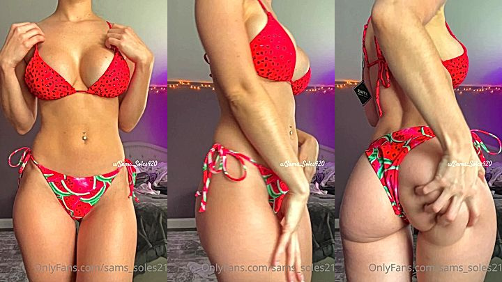 modl Sams soles21 looking hot as fuck in hot red bikini