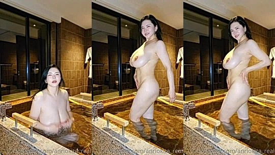 naked onlyfans big tits slut Anri Okita taking bath alone