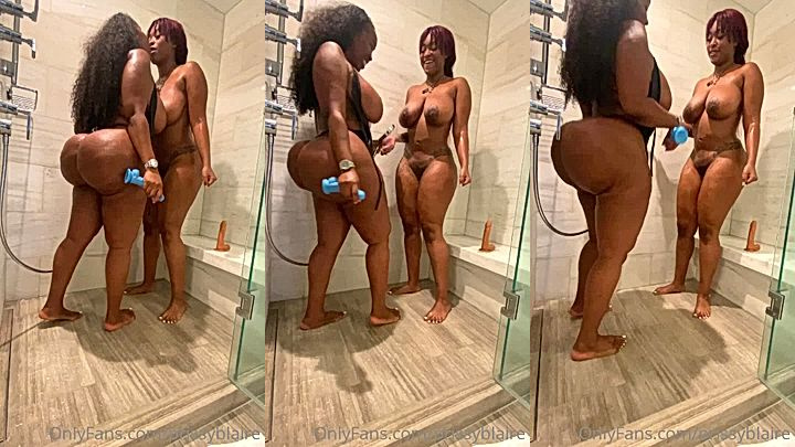 hot bad babe Prissy Blaire in the bathroom kiss and jigge their ass adn big boobs