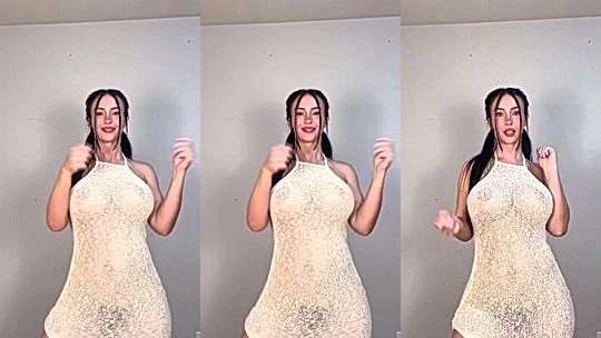sexy hot white goddess  Devon Jenelle  stands tall and shows off her curvy body in white dress, onlyfans leak