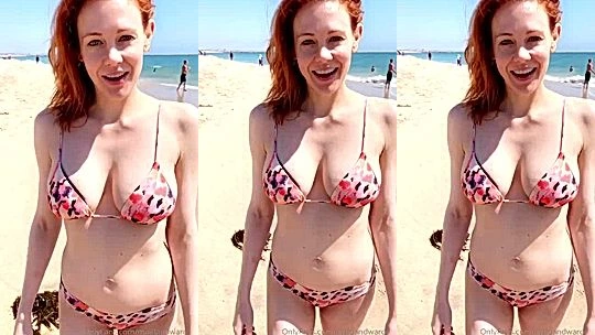 sexy hot naughty model Maitland Wardon the beach looking sexy af, flaunting her curves all over your face