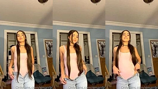 naughty bad girl Emarrb took off her pants and show off her big soft ass cheeks