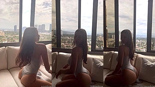 naughty girl Sophie Mudd shows off her sexy body in white panties for the cam while on the couch,private video