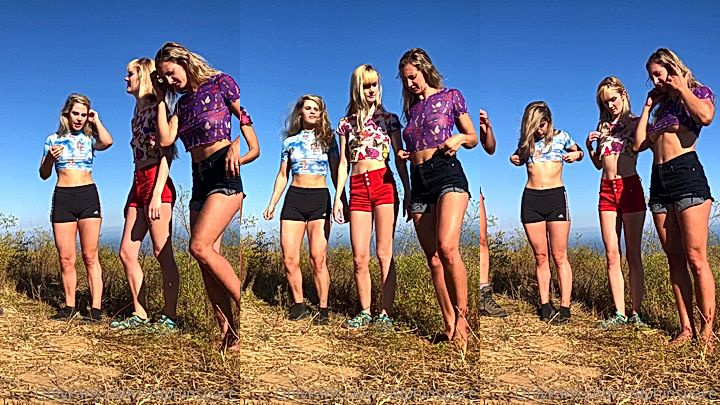 sexy girls show off thir sexy curves during their morning walk , Stephinspace video