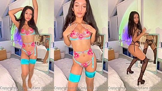 filthy chick Jasminx stands in bikini and shows off her sexy body for the cam, leaked onlyfans