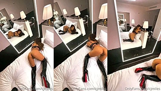 hot girl CJ Miles titty tease around in room till she drip on sheets onlyfans leak video