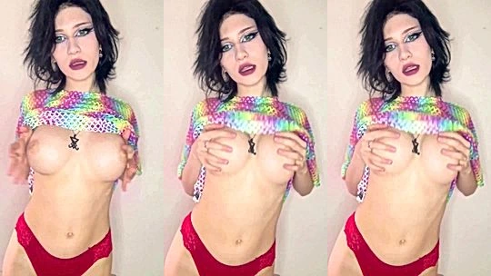 wild naughty sexy cunt Vampkira play with her boobs in her panties, Vampkira vido nude leaks