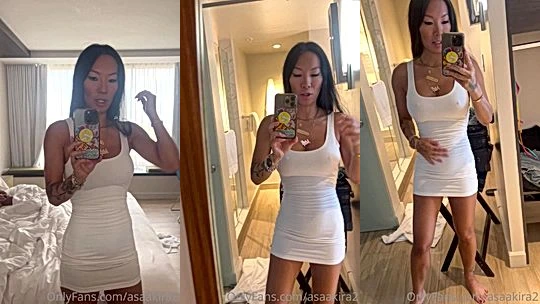 naughty sexy damsel Asa Akira grab her big titties and show off her behid in this mirrorvideo