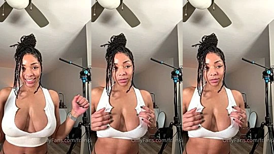 onlyfans model Frankiiy takes off her bra for the cam and plays with her sexy tits to please her fans,private video