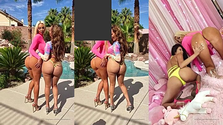 sexy big ass Nicolette Shea standing next to the pool shooting sexy pictures with her girlfriend naked onlyfans