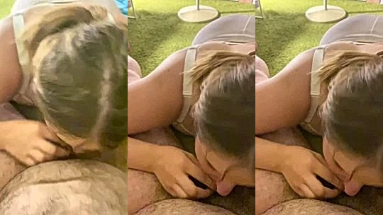 Molly Evans teases her big tits then goes on to suck my thick cock
