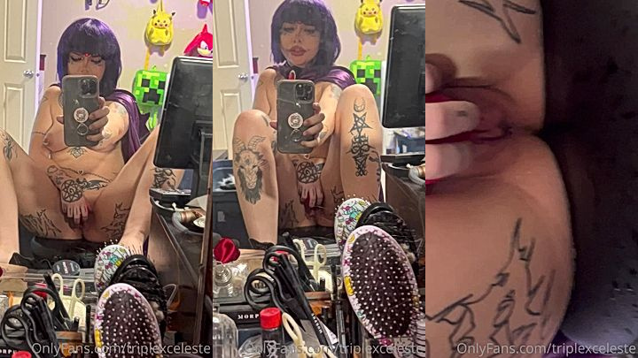 nasty babe Triplexceleste finger juicy wet pussy front of mirror till she moan soft leaked onlyfans video