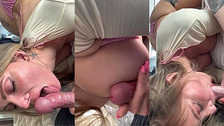 naughty onlyfans model Viking Barbie sucks her stepson cock to stop his erection