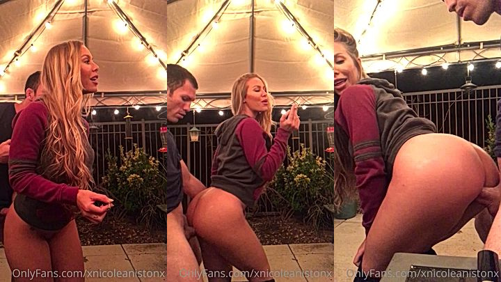 onlyfans hot baddie Nicole Aniston bends over in public for doggysytle