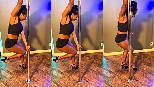 sexy American slut Candidlycam practicing dancing on the pole