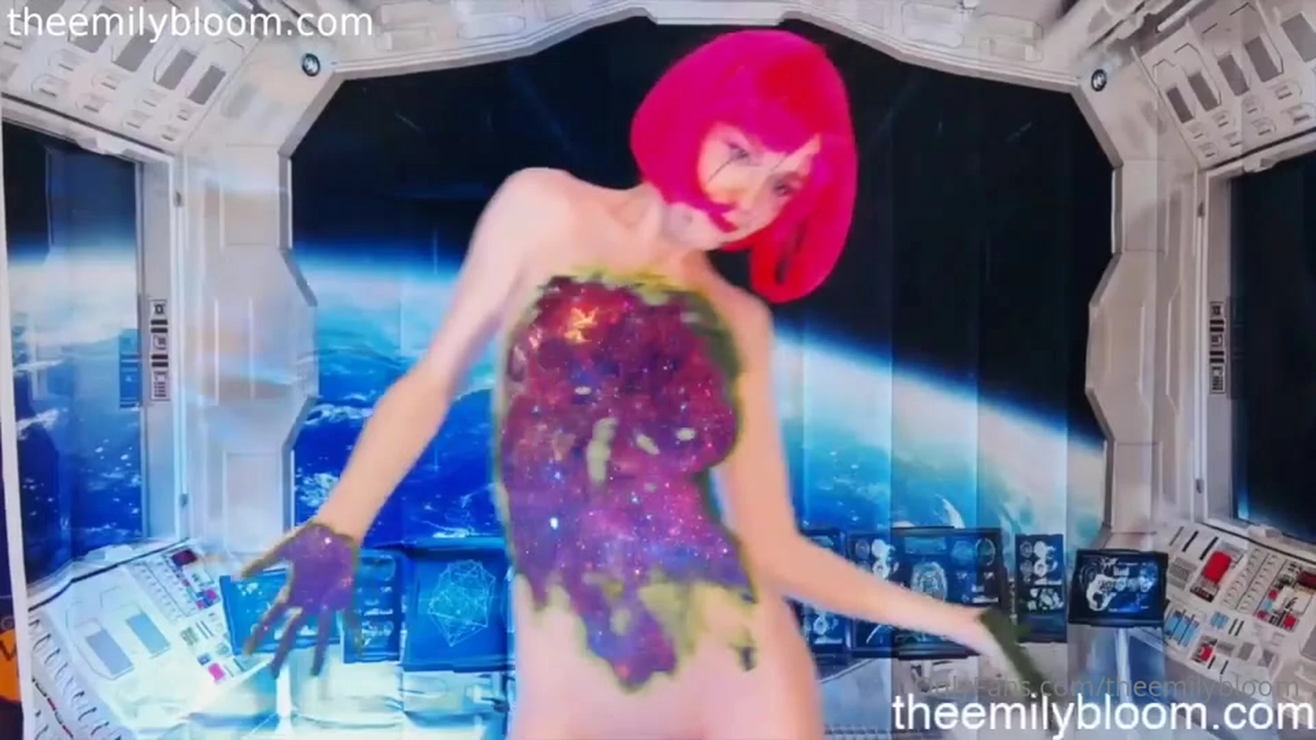 pink hair cosplay onlyfans model Emily Bloom changes her cloth and shows her big tits