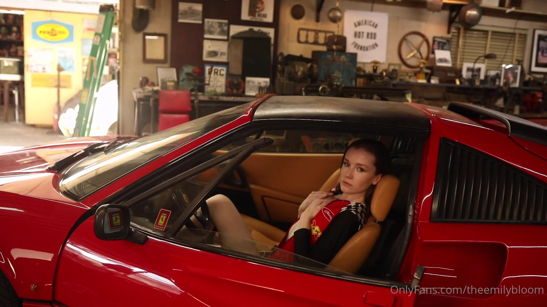goddesss Emily Bloom strip slowly in teh car garage