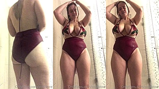naughty onlyfans model Codi vore takes of her llngerie and rubs her tits and shows her big booty