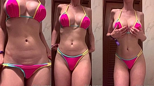 busty onlyfans model Ellie James jiggles her tits and rubs her tits in lingerie