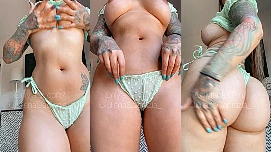sexy onlyfans model Giuliana Cabrazia rubs her big tits and shows her ass