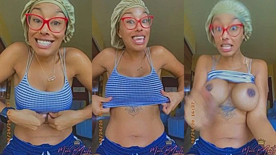 slutty bad onlyfans model MissBNasty tease and lift up her lingerie and shows her tits