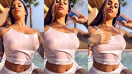 hot doll Giuliana Cabrazia plays with her own tits loving every touch and tease, leaked video