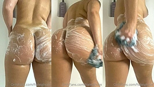 watch Haleigh Cox slippery and soaked in bathroom wash her thick ass while it jiggles leaked onlyfans video
