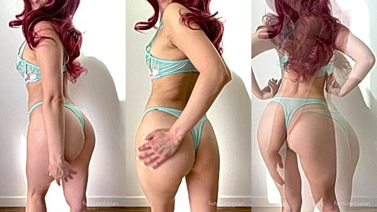 sexy asian,american onlyfans model Funsizedasian shows her tits in lingerie