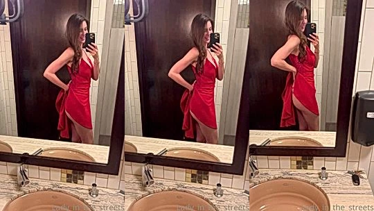 naughty american onlyfans babe Ellie James do mirror selfie and lift up her dress to shows her big ass