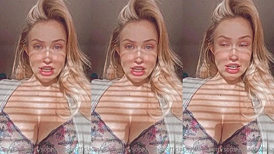 leaked video of sexy hot blonde bitch Sophie Reade show off her sey clevage immediately she woke up