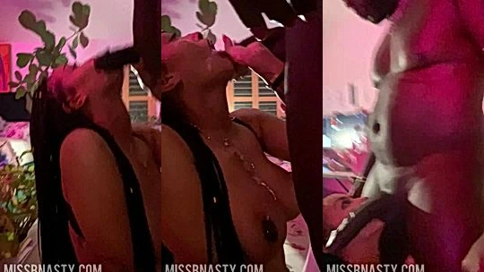 slutty onlyfans model MissBNasty kneel and suk her stepson thick black cock hard