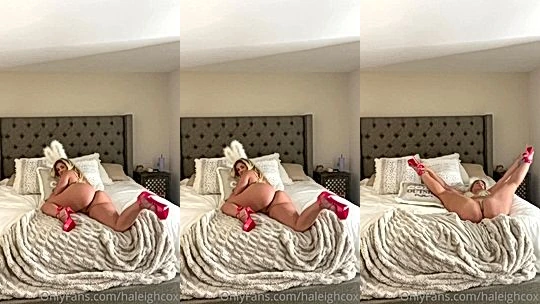 leaked onlyfans bitch Haleigh Cox curvy and spreading her legs till she whisper your name on bed leaked onlyfans video