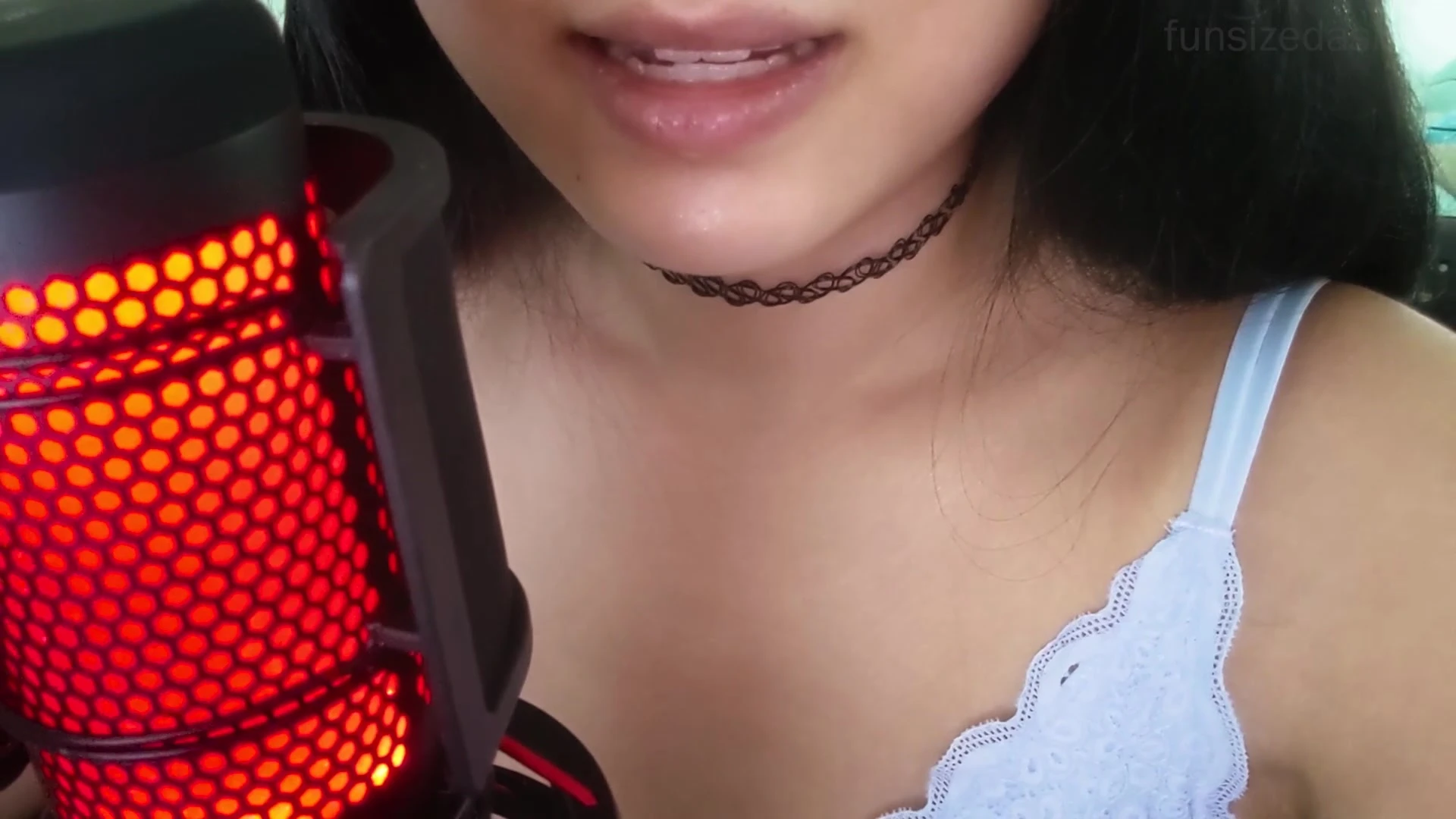 slutty onlyfans model Funsizedasian talks dirty and shows her tits in lingerie