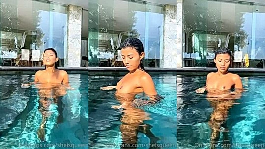 sexy onlyfans model Tita Sahara swim in the pool and shakes her big booty