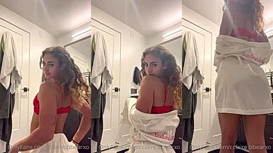 naughty american onlyfans model Claire Stone takes of her roles and rubs her busty big ass