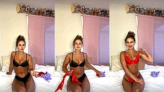 naughty onlyfans model Claire Stone talks dirty to cam and shows her big ass and tits in lingerie