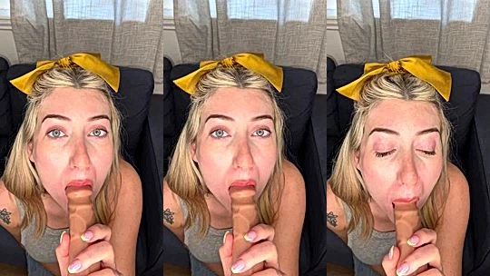 blond sexy onlyfans model MaddiexMyles tease her horny stepson and suck his big cock