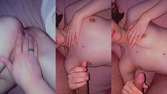 horny petite MaddiexMyles finger fuck her pink pussy while she suck dick hard till cumshot leaked onlyfans porn